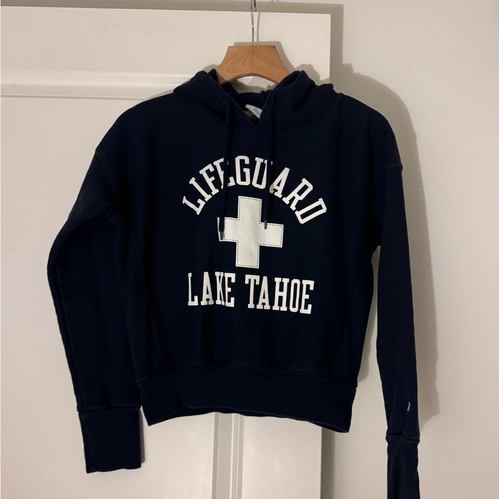 Champion Lifeguard Lake Tahoe women’s navy blue hoodie sweatshirt size XS